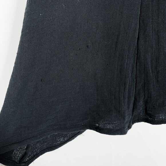 Sam Cho RCH Frayed Hem Vneck Short Sleeve Tee Black Small S Asymmetrical Hem - Picture 7 of 7